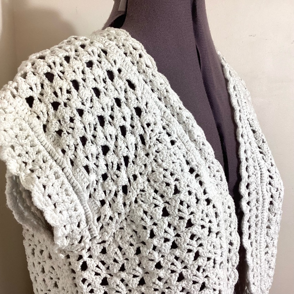 Dressbarn Y2K Crochet Lace Cropped Shrug Bolero Cardigan Vest 1X - Picture 6 of 13